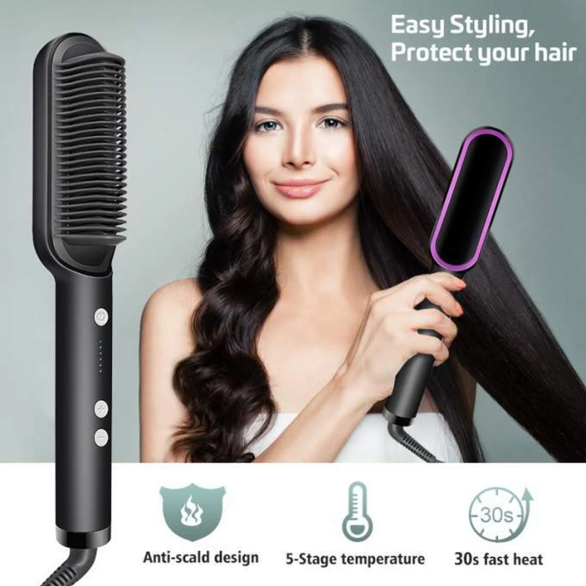 ELECTRIC HAIR BRUSH STRAIGHTENER